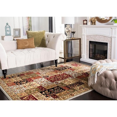 Grey and Multicolor Floral 4' x 6' Synthetic Area Rug