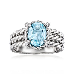 Ross-Simons 2.30 Carat Sky Blue Topaz 3-Row Ring With White Topaz in Sterling Silver - 1 of 4