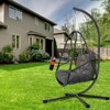 FATMOON Swing Egg Chair with Stand, Wicker Rattan Patio Folding Basket Chair with C Type Bracket , with Cushion and Pillow - 2 of 4