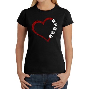 LA Pop Art Meow Heart - Women's Word Art T-Shirt - 1 of 4