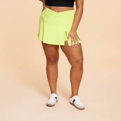 Blogilates Women's Criss Cross Slit High-Rise Skort - Lime Green 2X