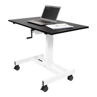 Adjustable Height White Frame Black Top Laptop Desk