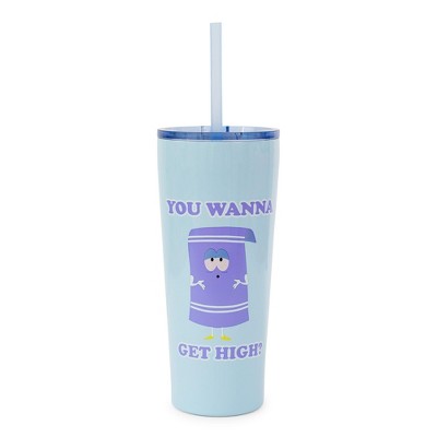 Silver Buffalo South Park Towelie Stainless Steel Tumbler With Straw | Holds 22 Ounces