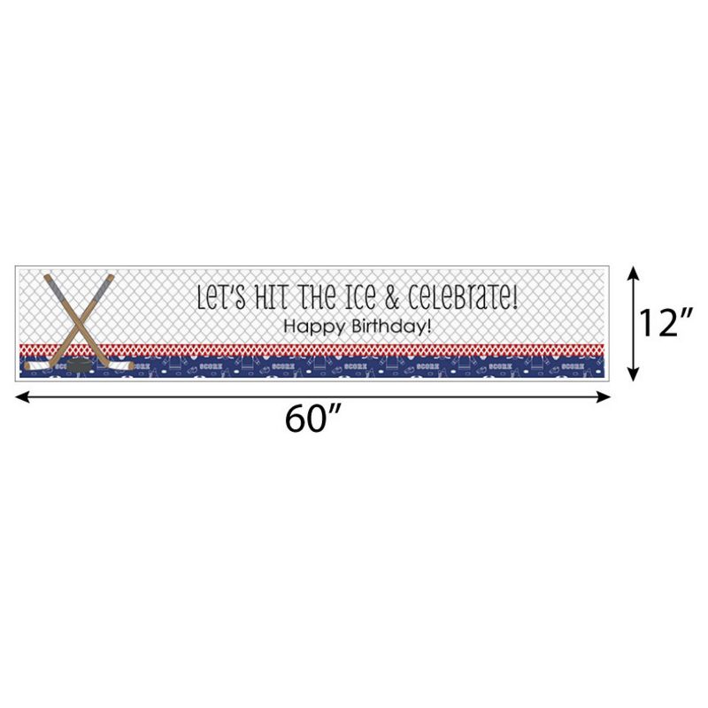 Big Dot of Happiness Shoots and Scores - Hockey - Happy Birthday Decorations Party Banner, 2 of 7