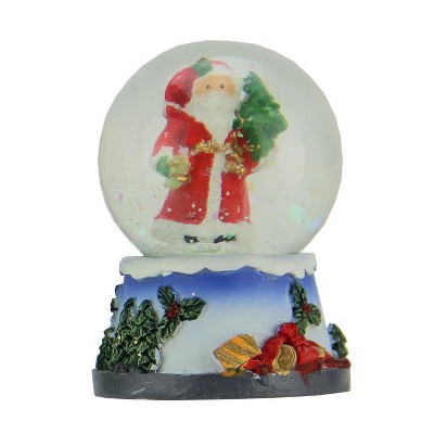 Kurt S. Adler 2.5" Old World Santa Claus with Tree Mini Christmas Snow Globe Glittering Snow Dome