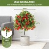 2PCS Artificial Topiary Boxwood Ball Trees with Spike UV Resistant Faux Round Topiary Shrub Plant with Silk Flowers for Porch Outdoor Christmas Decor - 2 of 4