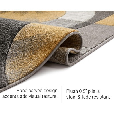Gold and Gray Geometric Handmade 6' x 9' Area Rug