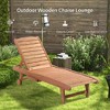 Outdoor Chaise Lounge Pool Chair, Built-In Table, Reclining Backrest for Sun tanning/Sunbathing, Rolling Wheels, Red Wood Look - 2 of 4