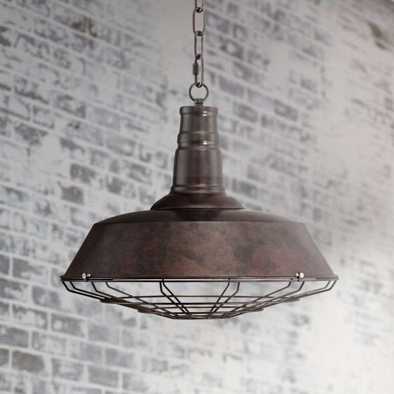 Franklin Iron Works Tiedra Rust Bronze Pendant Light 18 1/4" Wide Farmhouse Industrial Rustic Cage for Dining Room House Foyer Kitchen Island Entryway, 2 of 9