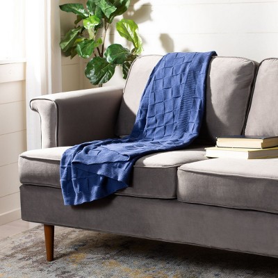Marine Blue Cotton Racer Throw Blanket
