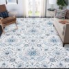 Vintage Floral Washable Rug – Distressed, Low Pile, Non-Slip, Foldable Carpet for Bedroom or Living Room - 3 of 4