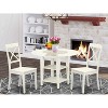 HomeStock 3-Piece Linen White Finish Round Solid Wood Top Dining Table Set - 2 of 4