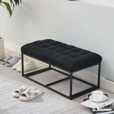 KTMBDW Home Decor | Tufted Storage Ottoman Bench with Hinged Lid | Ottoman Bench with Storage for Living Room & Bedroom, Black