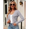 Coolmee Women's Cropped Cardigan Knit ShrugsTops V Neck Button Down Sweaters - 4 of 4