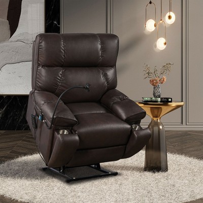 NicBex Bonded Leather Lift Recliner Chair for Elderly,Massage Chairs with 8-Point Massage and Lumbar Heating,Reclining Chairs for Living Room