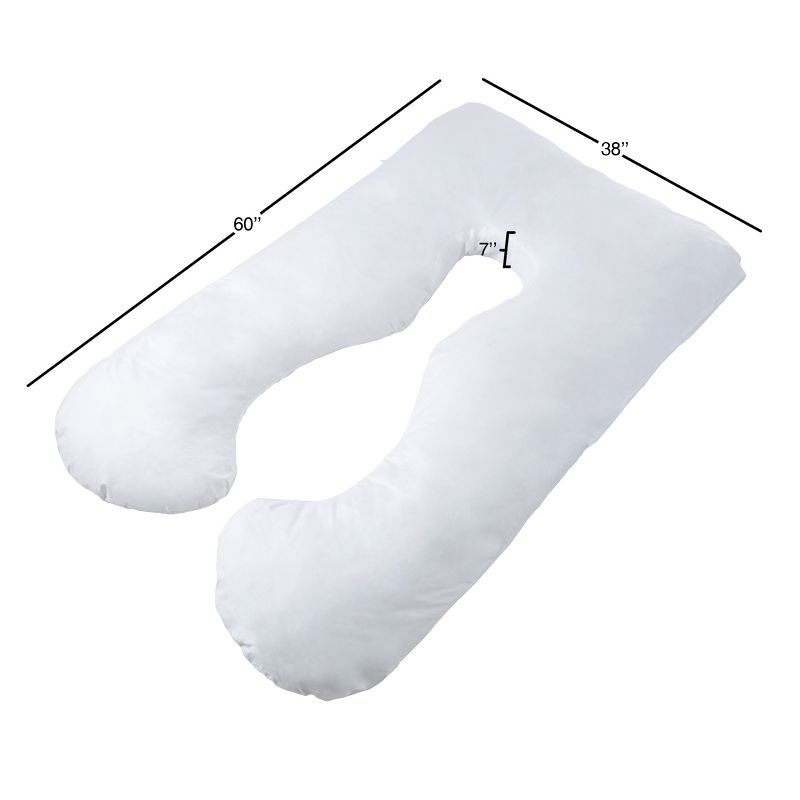 Hastings Home U-Shaped Full-Body Support Pregnancy Pillow with Zippered Cover - White, 60" x 38", 3 of 9