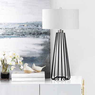Estill Industrial Chic Black Metal 31" Table Lamp with White Shade