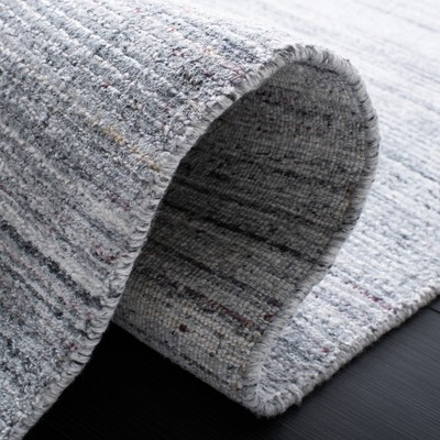 Light Gray Hand-Knotted Wool and Viscose Area Rug