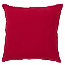 20"x20" Oversize Fringed Design Linen Square Throw Pillow - Saro Lifestyle