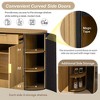 Mshliw 55.1" Modern Storage Cabinet with 2 Doors, 2 Drawers and Curved Side Shelves, Stripe MDF Sideboard Buffet Cabinet for Living Room - 4 of 4