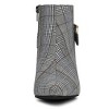 Allegra K Women's Plaid Pointed Toe Chunky Heels Ankle Boots - 3 of 4
