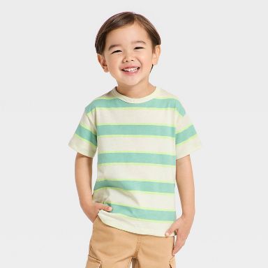 Toddler Boys' Stucco Striped Relaxed T-Shirt - Cat & Jack™ Green 12M