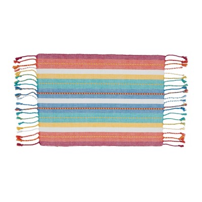 Saro Lifestyle Table Mats With Striped Dobby Design (Set of 4), 13"x19", Multi