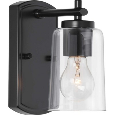 Adley Black Steel Wall Sconce with Clear Glass Shade