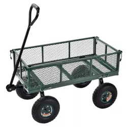Juggernaut Carts GW3418-GR Heavy Duty Steel Frame 400 Pound Load Capacity Outdoor Utility Garden Wagon with Pneumatic Tires, Green Finish