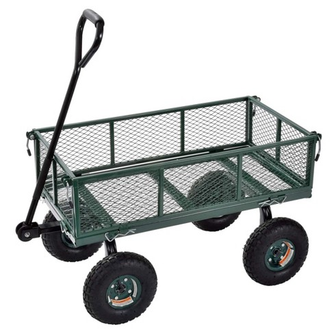 Juggernaut Carts GW3418-GR Heavy Duty Steel Frame 400 Pound Load Capacity Outdoor Utility Garden Wagon with Pneumatic Tires, Green Finish - image 1 of 4