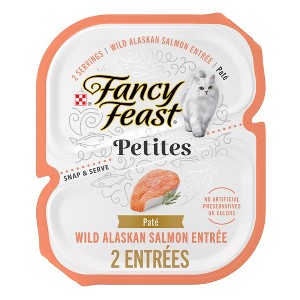 Fancy Feast Petites Wild Alaskan Salmon, Fish, Seafood Pate Wet Cat Food - 2.8oz - 1 of 4