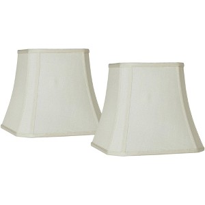 Imperial Shade Set of 2 Square Lamp Shades Creme Medium 8" Top x 16" Bottom x 11" Slant Spider with Replacement Harp and Finial - 1 of 4