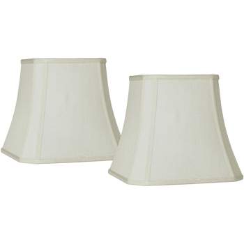 Imperial Shade Set of 2 Square Lamp Shades Creme Medium 8" Top x 16" Bottom x 11" Slant Spider with Replacement Harp and Finial