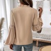 Coolmee Women Long Latern Sleeve Shirts Ruffle V Neck Pleated Tunic Top Business Dressy Casual Blouse Fall Fashion Outfits - 4 of 4