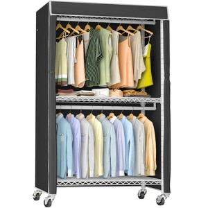 VIPEK R2C Plus Heavy Duty Rolling Garment Rack with Cover Clothing Rack Wardrobe, White Rack with Cover - 1 of 4