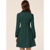 INSPIRE CHIC Women's Peter Pan Collar Contrast Half Placket Long Sleeve A-Line Party Flare Dresses - 3 of 4