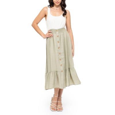 August Sky Women's Ruffle Strap Two-fer Midi Dress