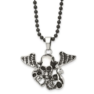 Black Bow Jewelry Stainless Steel Antiqued Skulls Necklace 24 Inch - 1 of 4