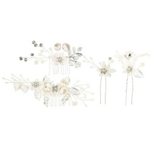 Unique Bargains Women's Bride Wedding Rhinestone Hair Combs 4 Pcs - 1 of 4