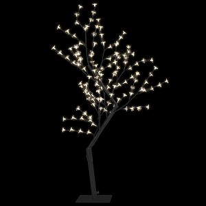 vidaXL Artificial Christmas Tree - 4ft Cherry Blossom Design with 128 Warm White LED Lights, Indoor & Outdoor Use - 1 of 4