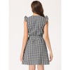 Allegra K Women's Casual Ruffled Sleeve A-Line Vintage Gingham Check Dress - 4 of 4