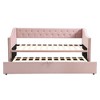 Okak Twin Size Daybed with Pop Up Trundle Upholstered Bed Sofa Bed Frame with Backrest for Living Room Bedroom Guest Room, Pink - 4 of 4
