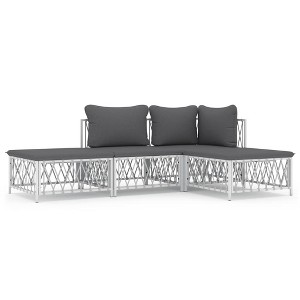 vidaXL Garden Lounge Set White Woven fabric, powder-coated steel, textilene - 1 of 4