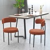 XIYUYEU Brown Boucle Dining Chairs, Mid-Century Modern Curved Backrest Chair, Round Upholstered Kitchen Chairs, Set of 2 - 2 of 4