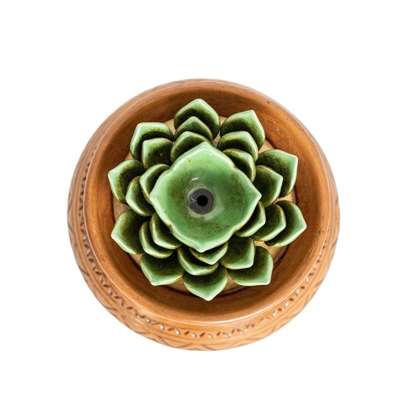 Succulent Fountain Green & Terracotta Porcelain by Foreside Home & Garden, 6 of 9