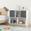 Kids Toy Storage Cabinet with Bookshelf and 2 Drawers, 5-Cubby Wooden Organizer ¨C Gray, for Playroom or Bedroom - 4 of 4