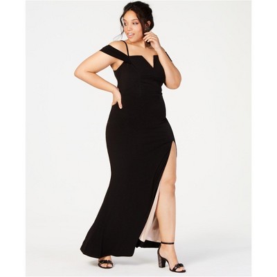 City Studio Womens Modern Fit Off-Shoulder Dress, Black, 14W