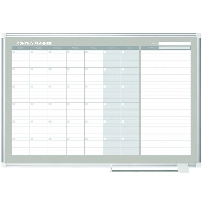 MasterVision Magnetic Steel Dry-Erase Monthly Planner 36 Inches x 48 Inches Aluminum Frame