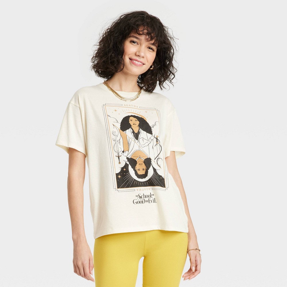 Women's School of Good and Evil Short Sleeve Graphic T-Shirt - Cream M, Ivory