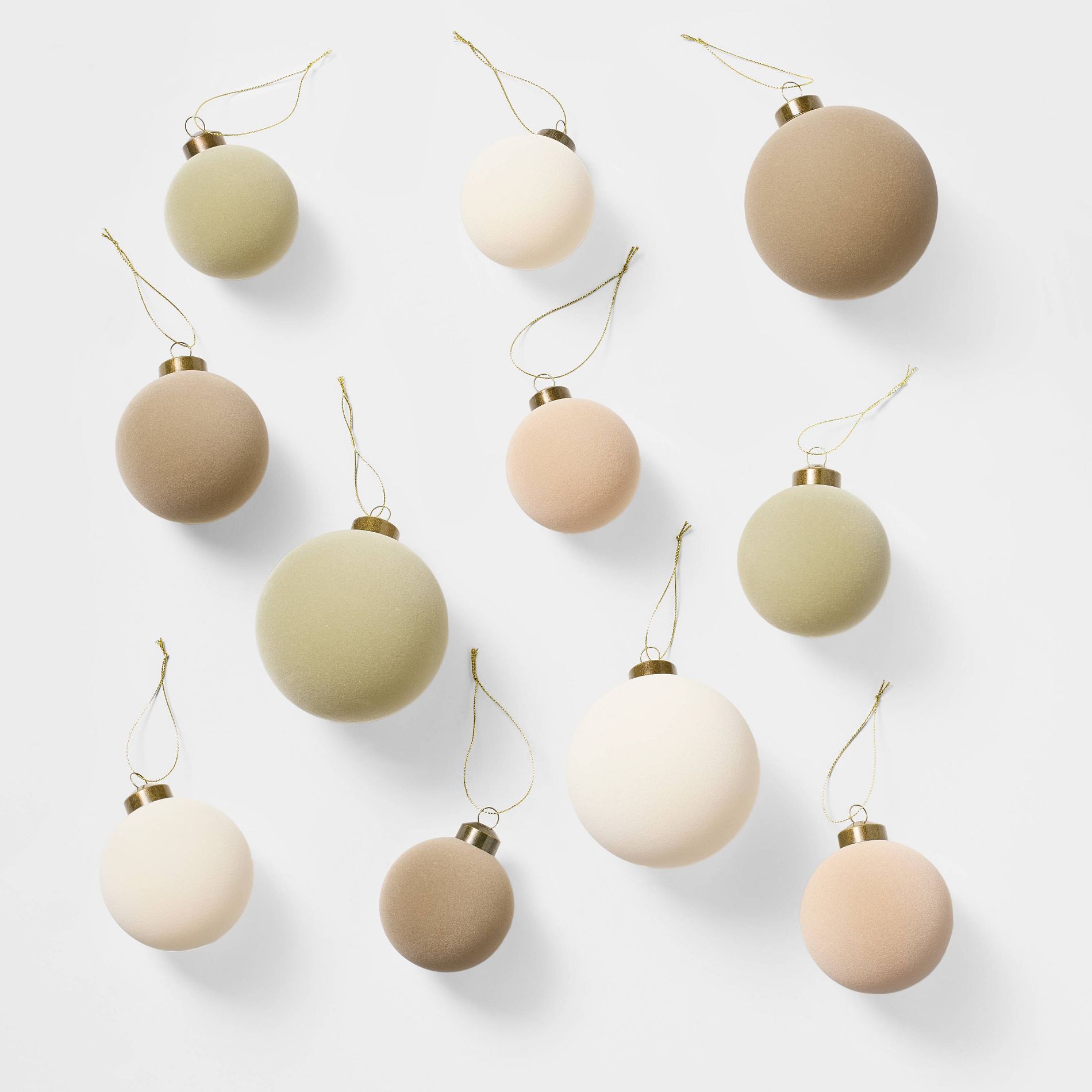 11pc Velvet Tree Ornament Sets Neutral/Cream/Green - Threshold™ designed with Studio McGee